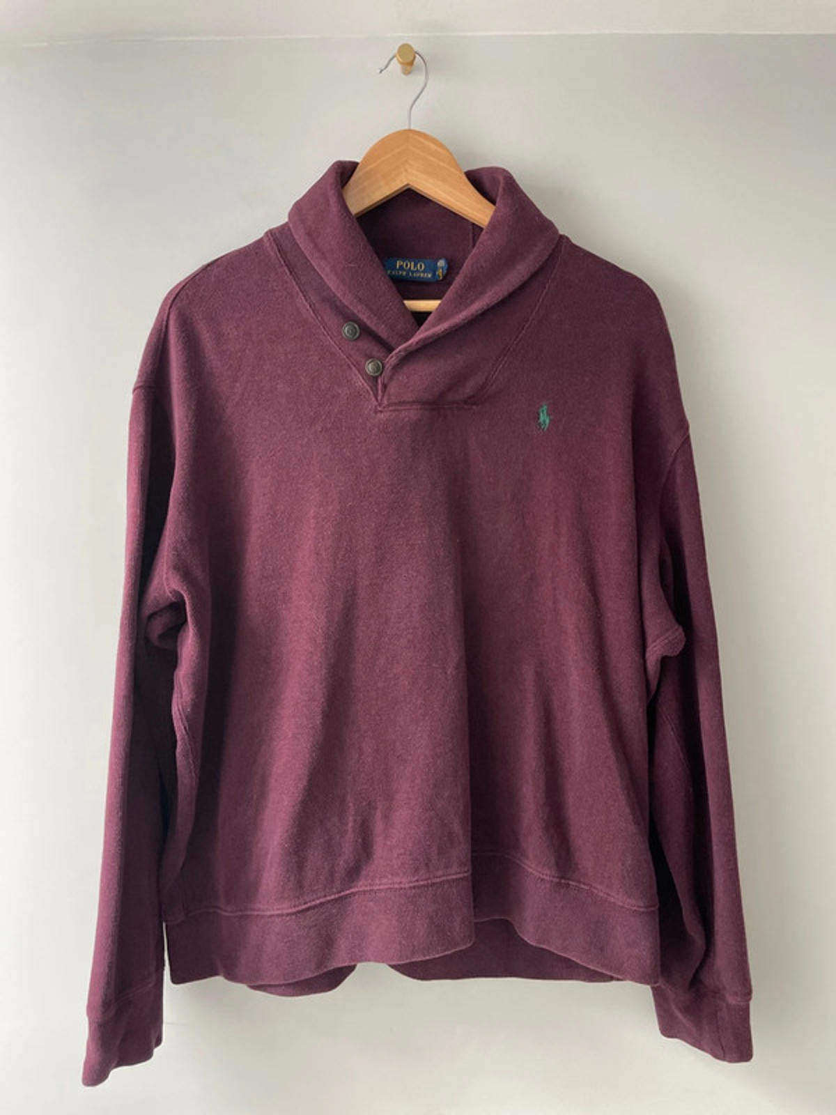 Men’s Ralph Lauren Shawl-Collared long Sleeve Jumper In Burgandy - XLarge - 2279