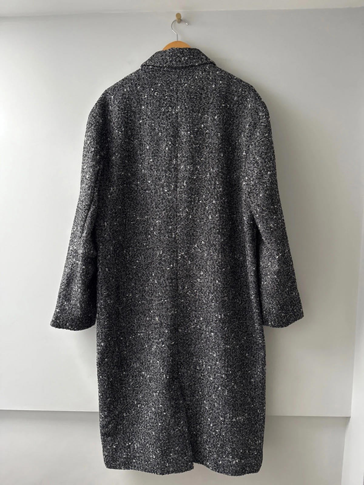 Men’s Asos oversized fit overcoat in Salt and Pepper wool look fabric - Medium - 0803