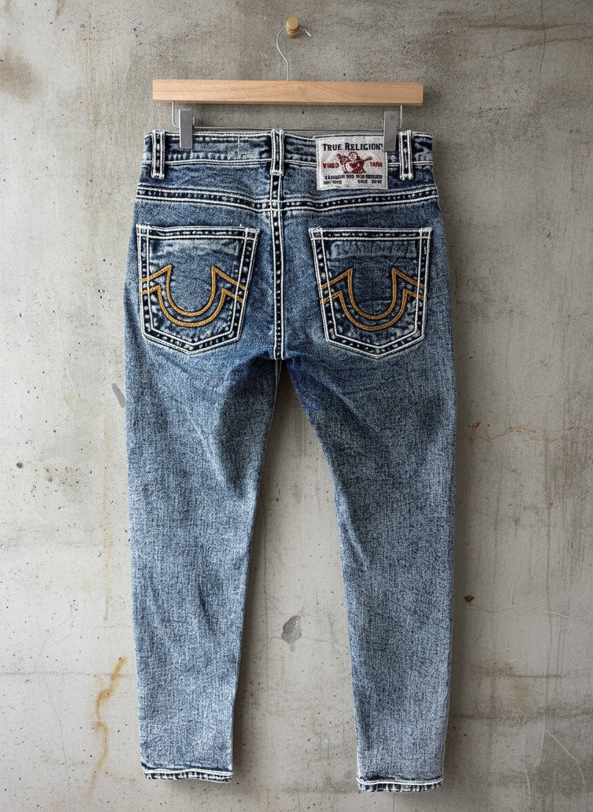 Men’s True Religion Made in U.S.A Stretch Slim Fit Jeans In Navy -W32/L29 - 3750