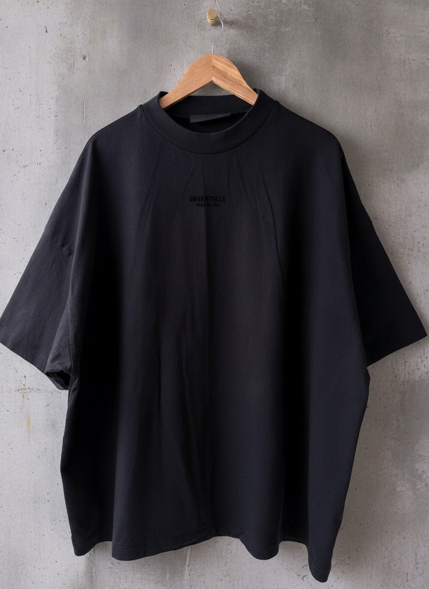 Mens Fear of God Essentials Black Oversized Fit Crew Neck T-Shirt - Large - 3515