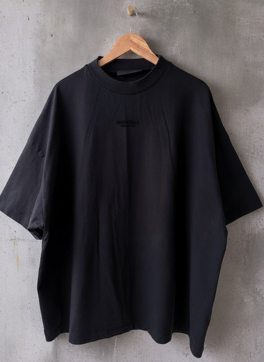 Mens Fear of God Essentials Black Oversized Fit Crew Neck T-Shirt - Large - 3515