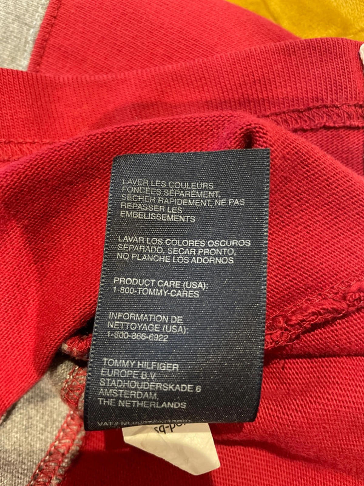 Men’s Tommy Hilfiger Stripped Rugby Polo Top In Grey/Red - Medium - 2533