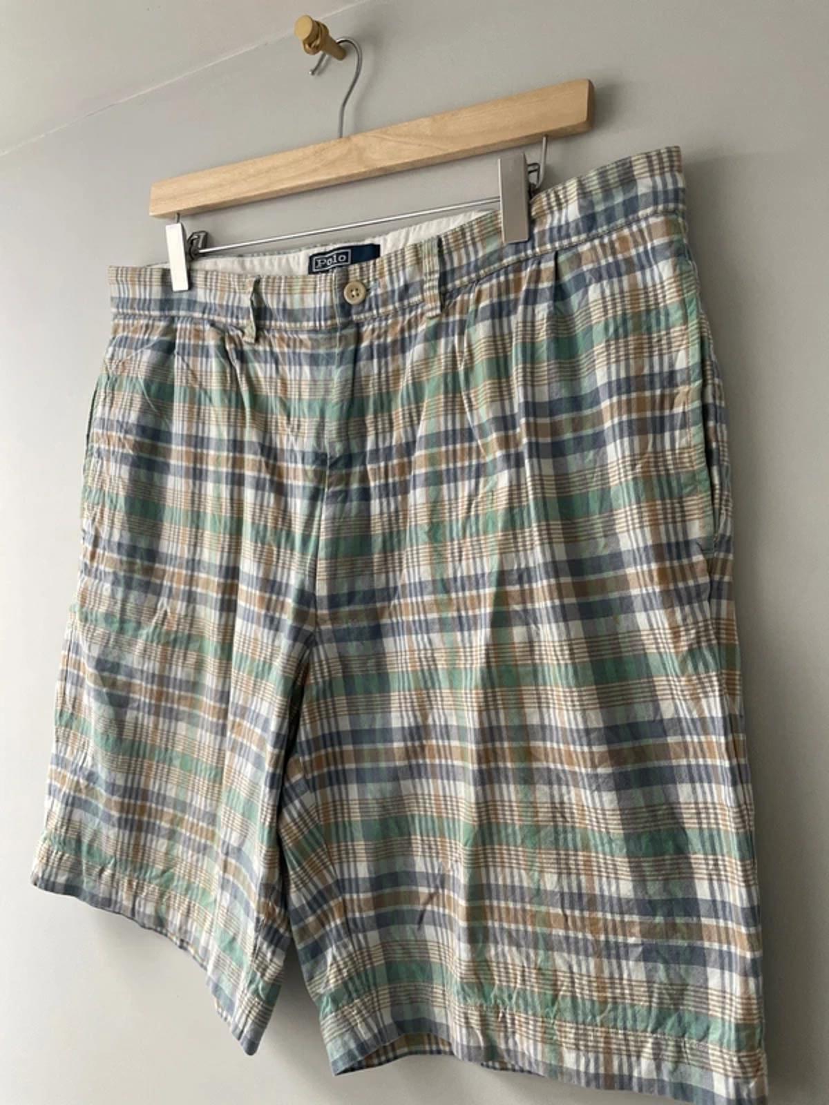 Men’s Ralph Lauren Check Shorts in Green/Blue - W34/L9 - 3144