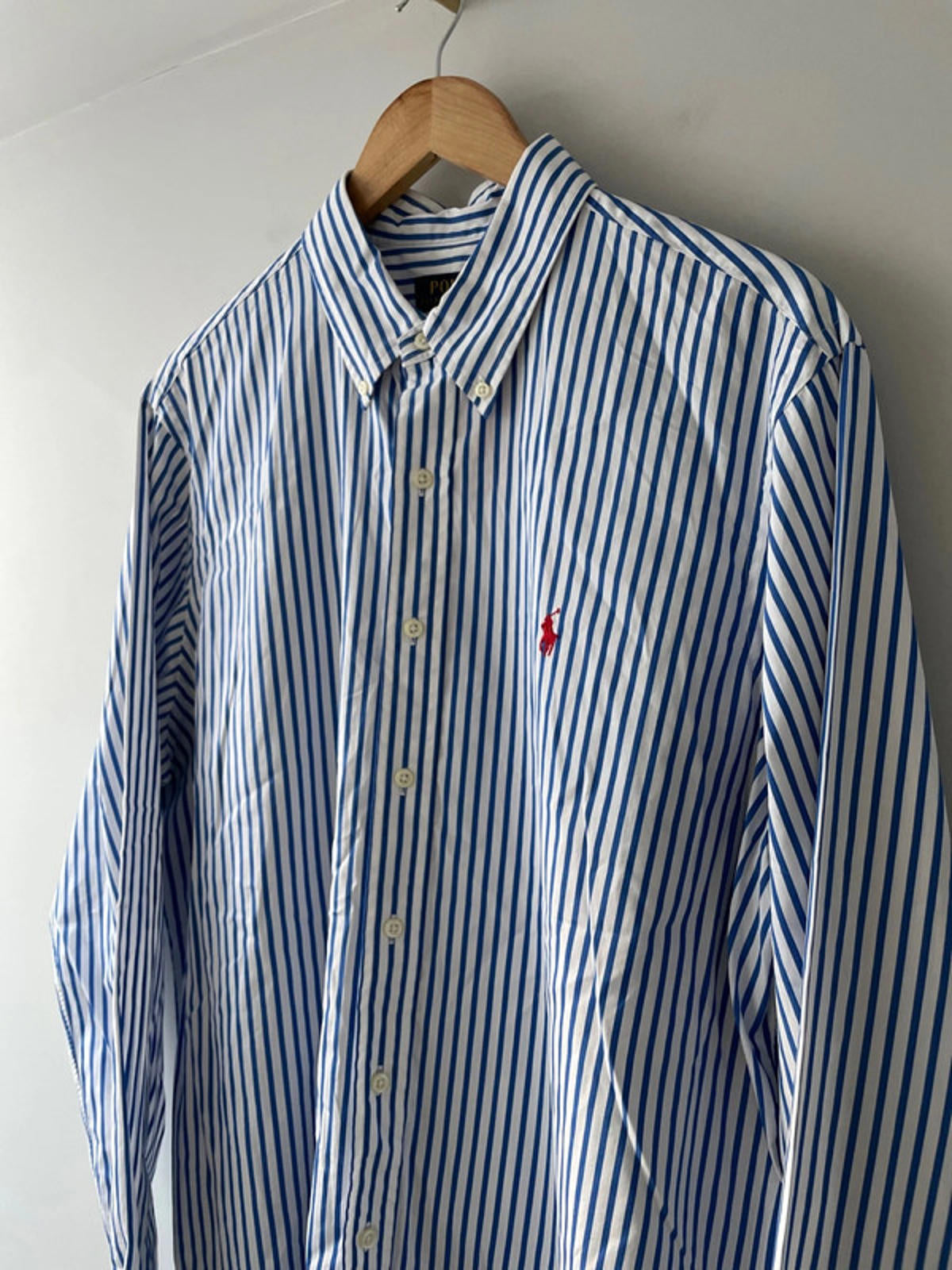Men’s Ralph Lauren Stripped Oxford Long Sleeve Shirt In Navy/White - Xlarge - 2567
