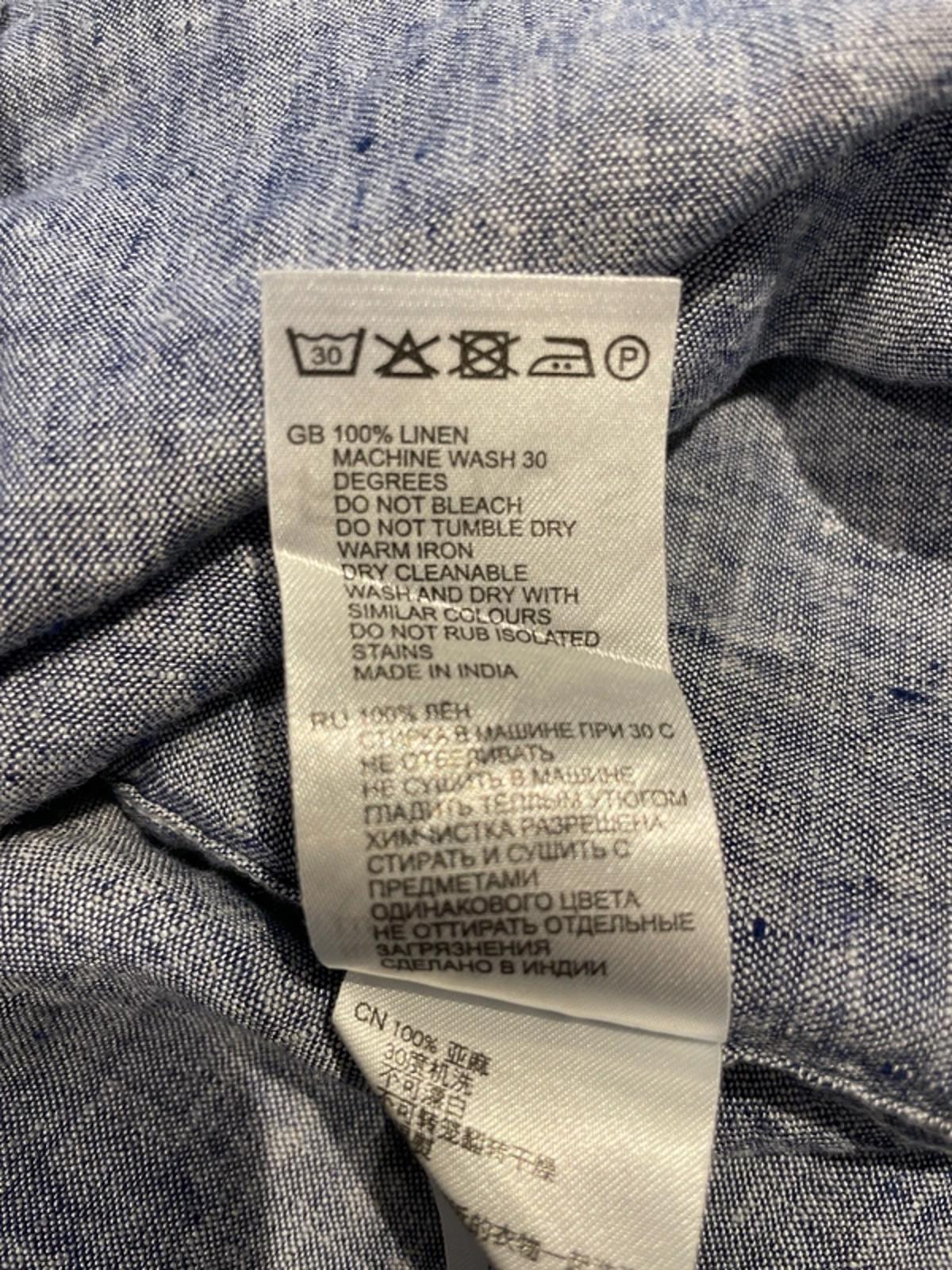 Men’s Reiss 100% Slub Linen Long Sleeve Shirt in Blue - Large - 2928