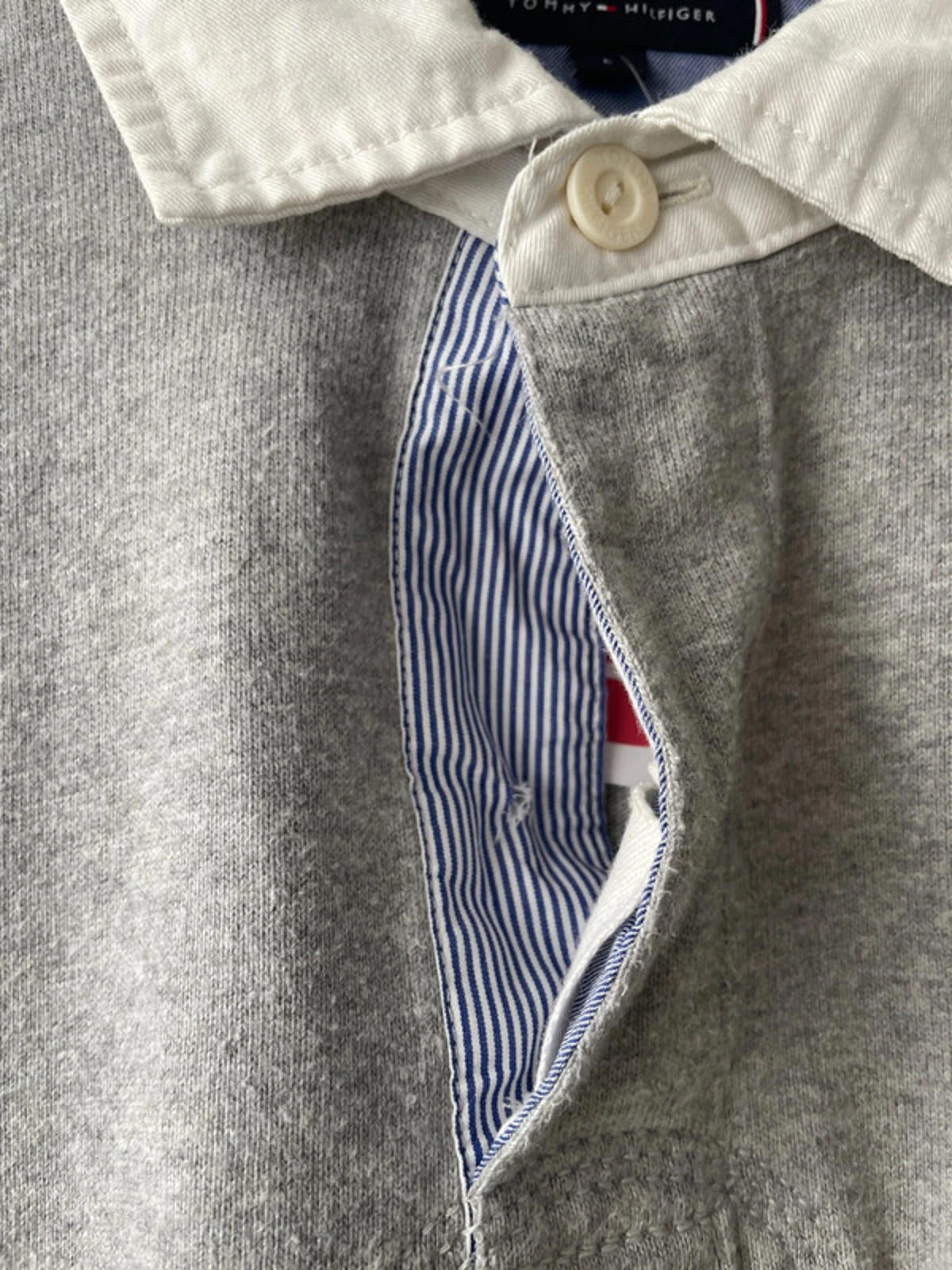 Men’s Tommy Hilfiger Rugby Shirt Top - Grey - Large - 2144