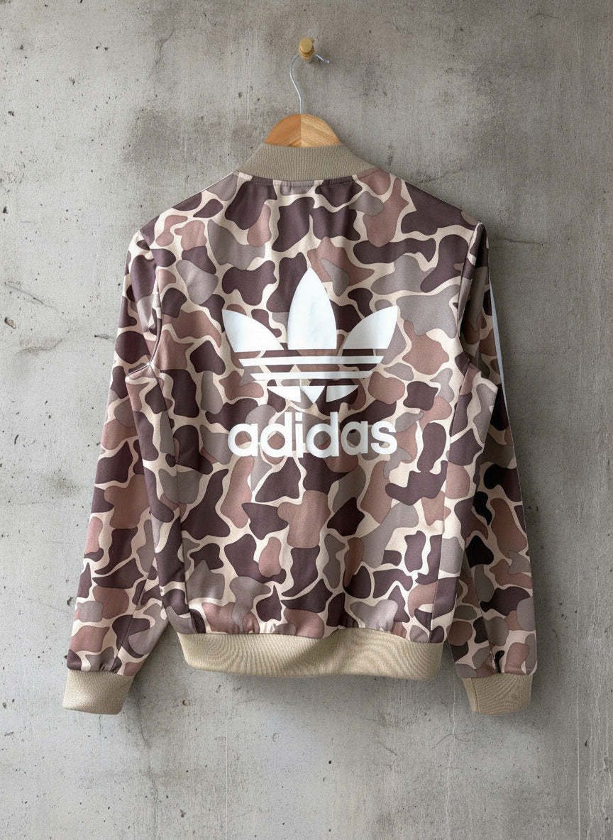 Women’s Adidas Camo Print Track Jacket Top In Brown - Uk8 - 3769