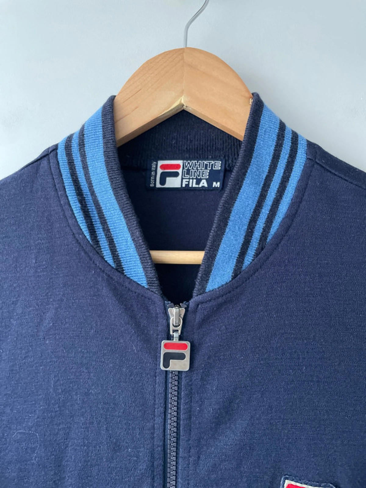 Men’s Fila White Line Settanta Vintage Bomber Track Jacket in Navy - Medium-2590
