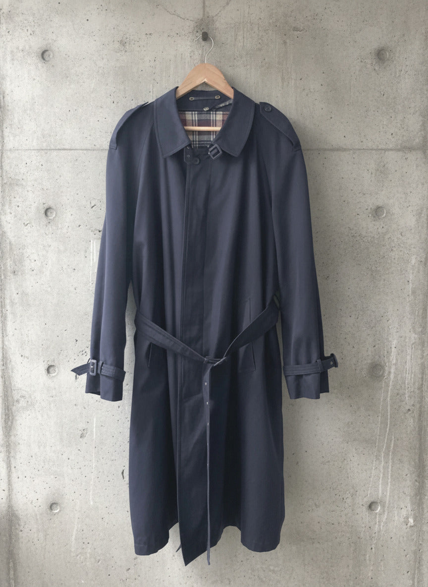 Men’s Baracuta Premium Belted Trench Coat In Navy Blue - Xlarge - 2650