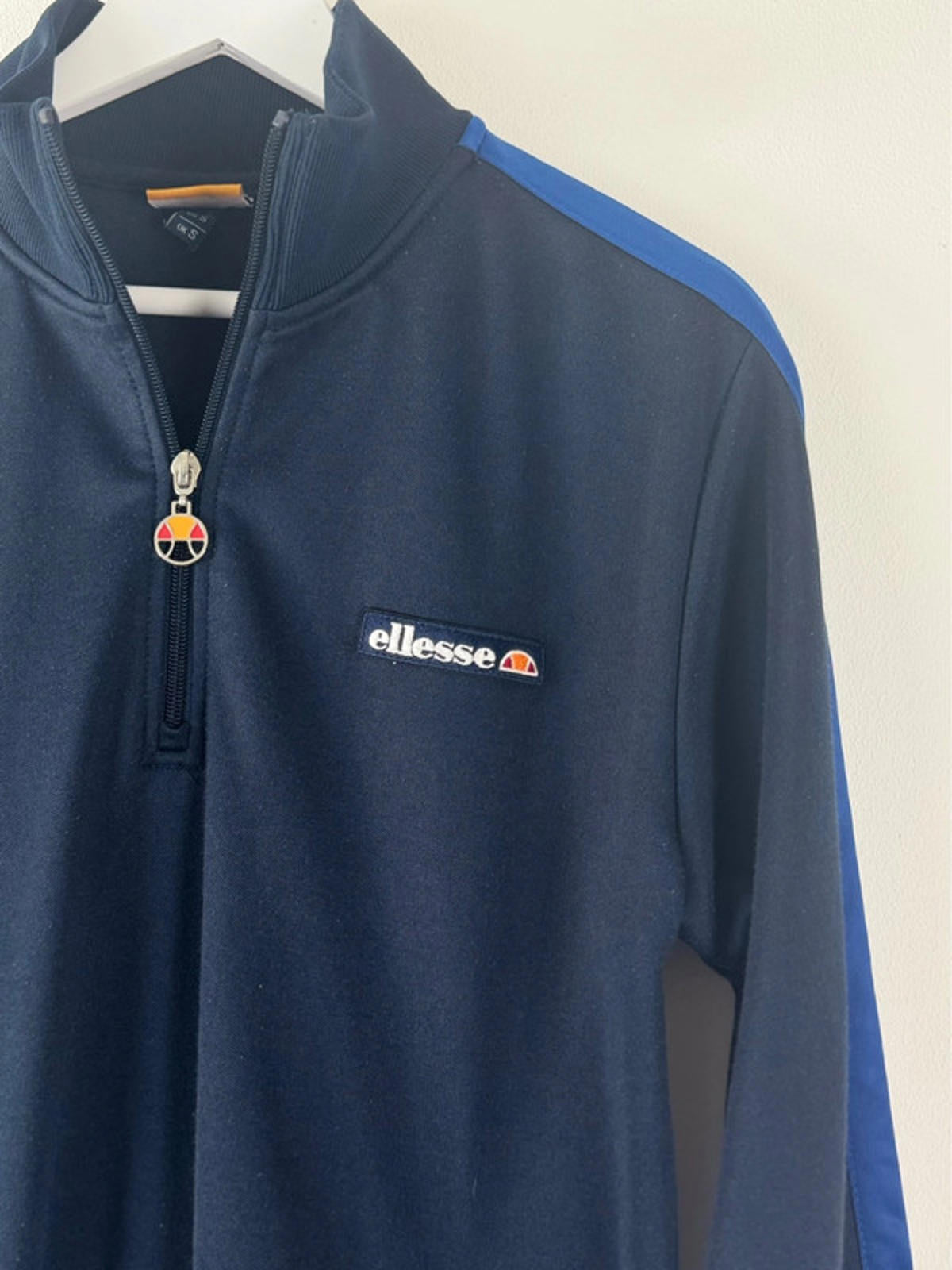 Men’s Ellesse 1/4 Zip Retro Track Jacket Top In Navy - Small   -1441