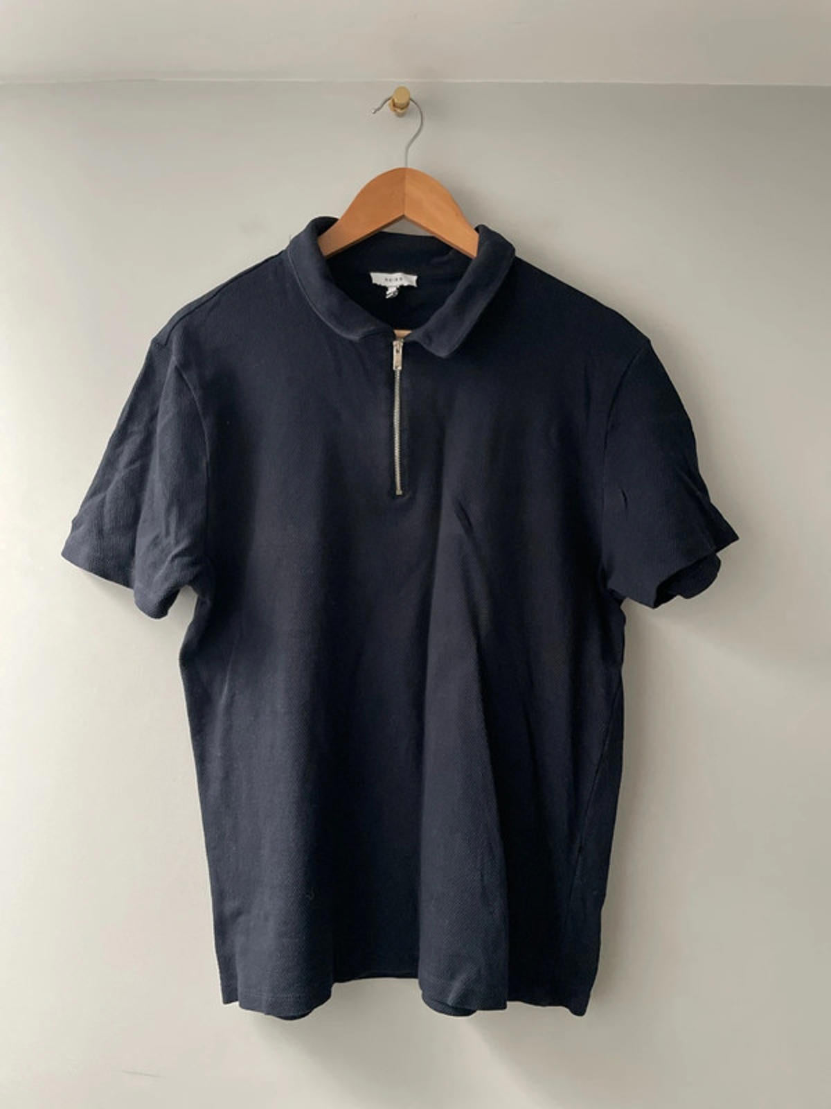 Men’s Reiss Short Sleeve Slim Fit Knitted Polo Top In Navy - XL - 2746