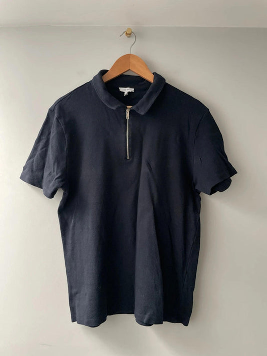 Men’s Reiss Short Sleeve Slim Fit Knitted Polo Top In Navy - XL - 2746
