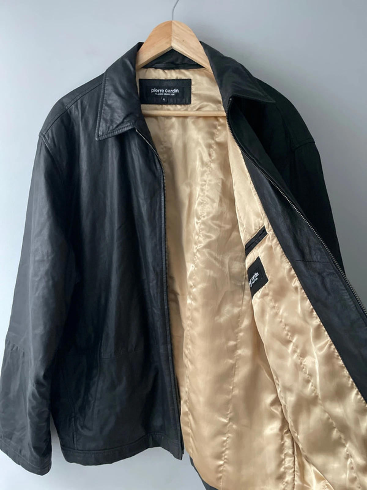 Men’s Pierre Cardin Premium Soft Leather Harrington Jacket In Black - XLarge - 2552