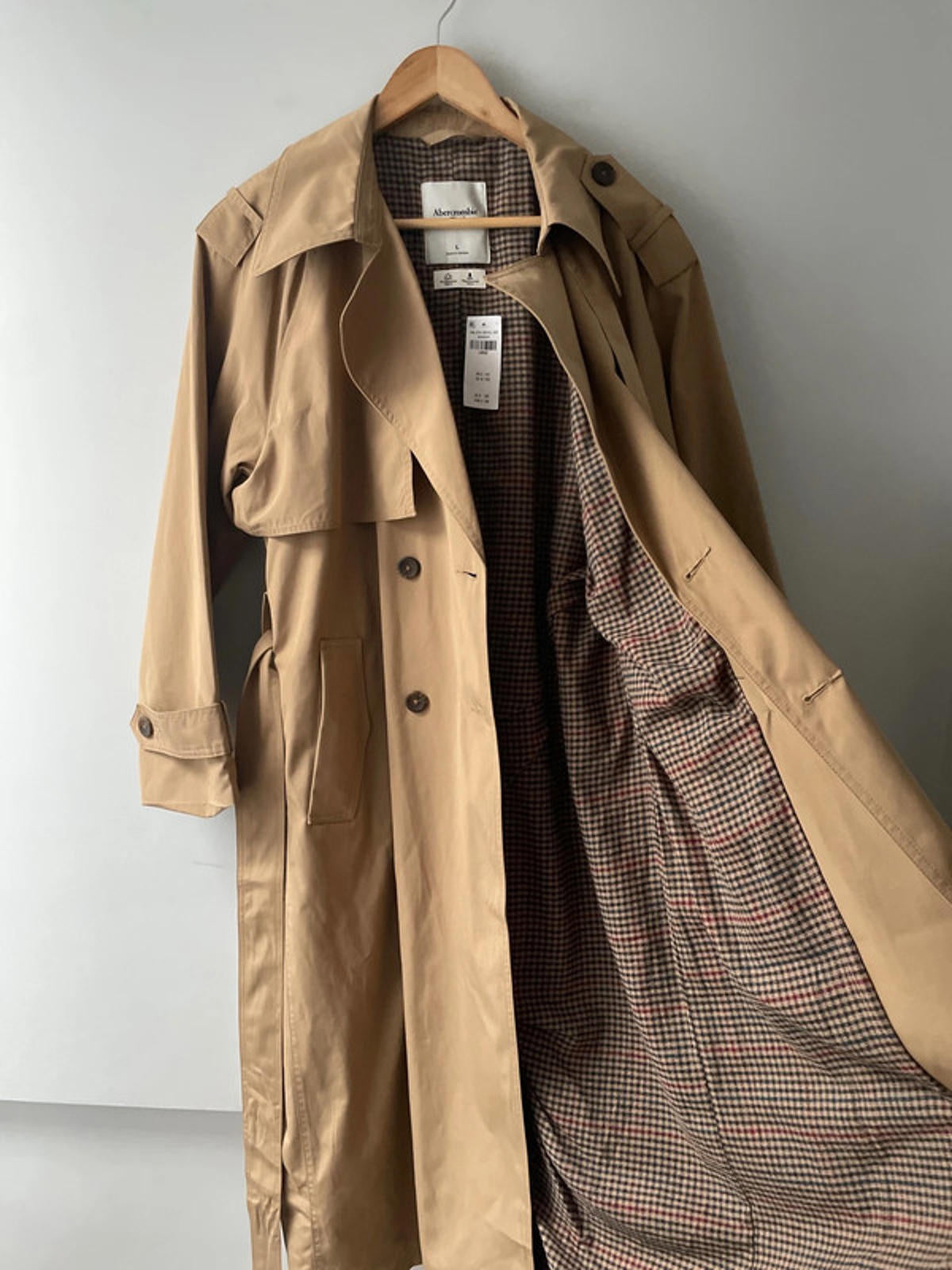 Women’s Abercrombie & Fitch Classic Trench Coat In Camel - Large - 2439