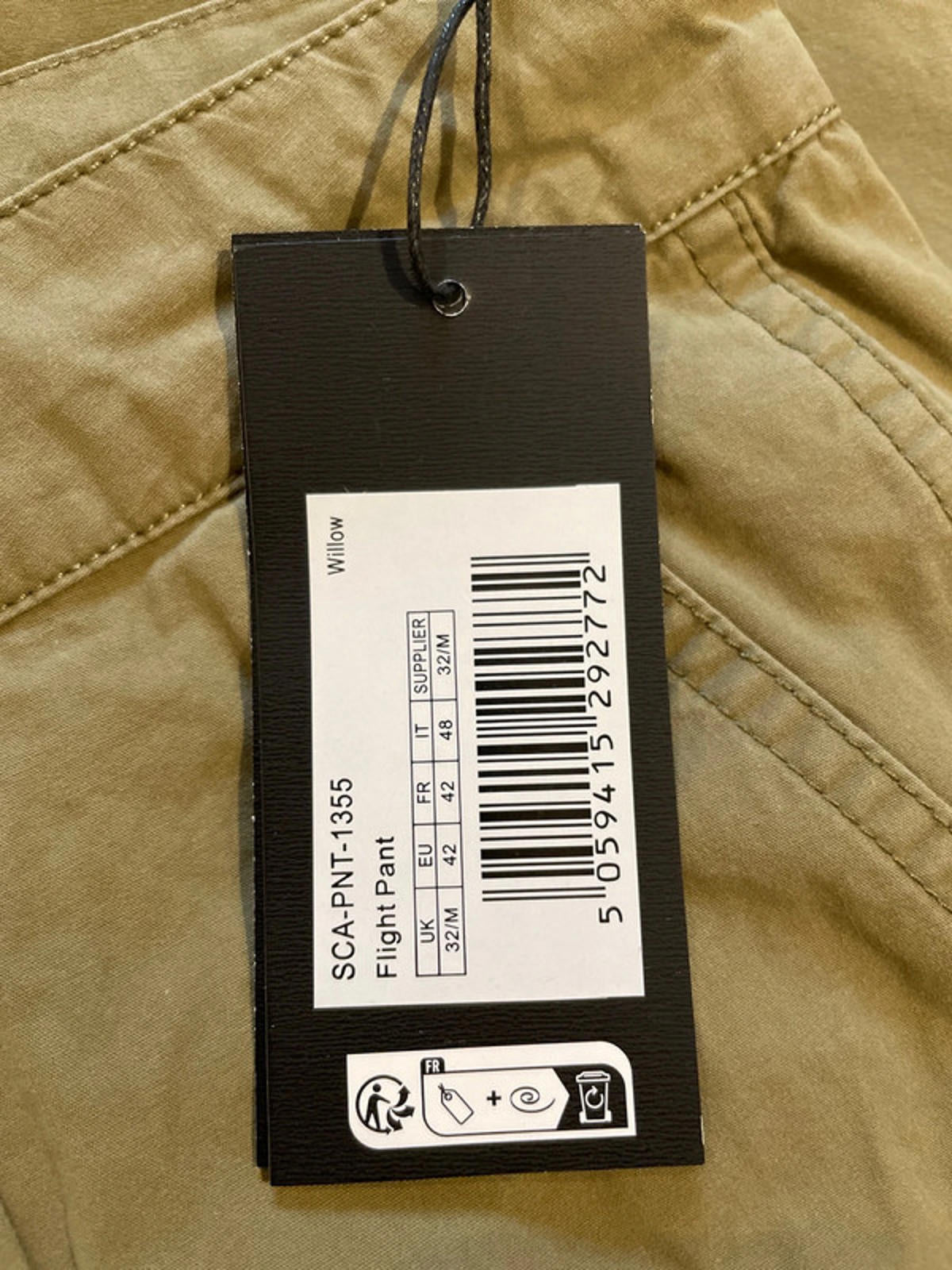Men’s Santa Cruz Wide Leg Baggy Fit Flight Pants in Khaki - W32/L29 - 2763