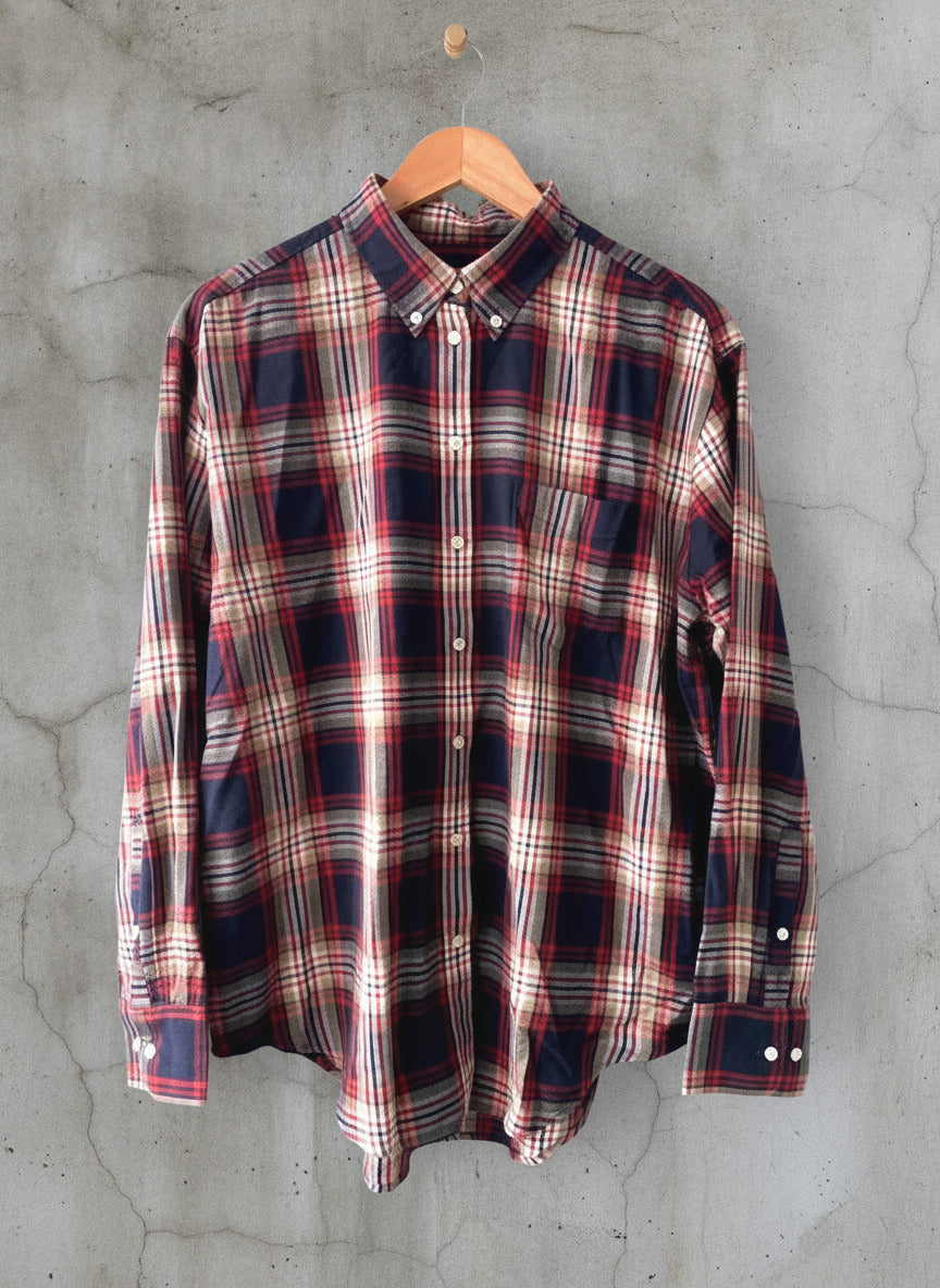 Women’s Gant Flannel Checked Oversized Fit Brushed Cotton Shirt in Blue/Red - UK10 - 2993
