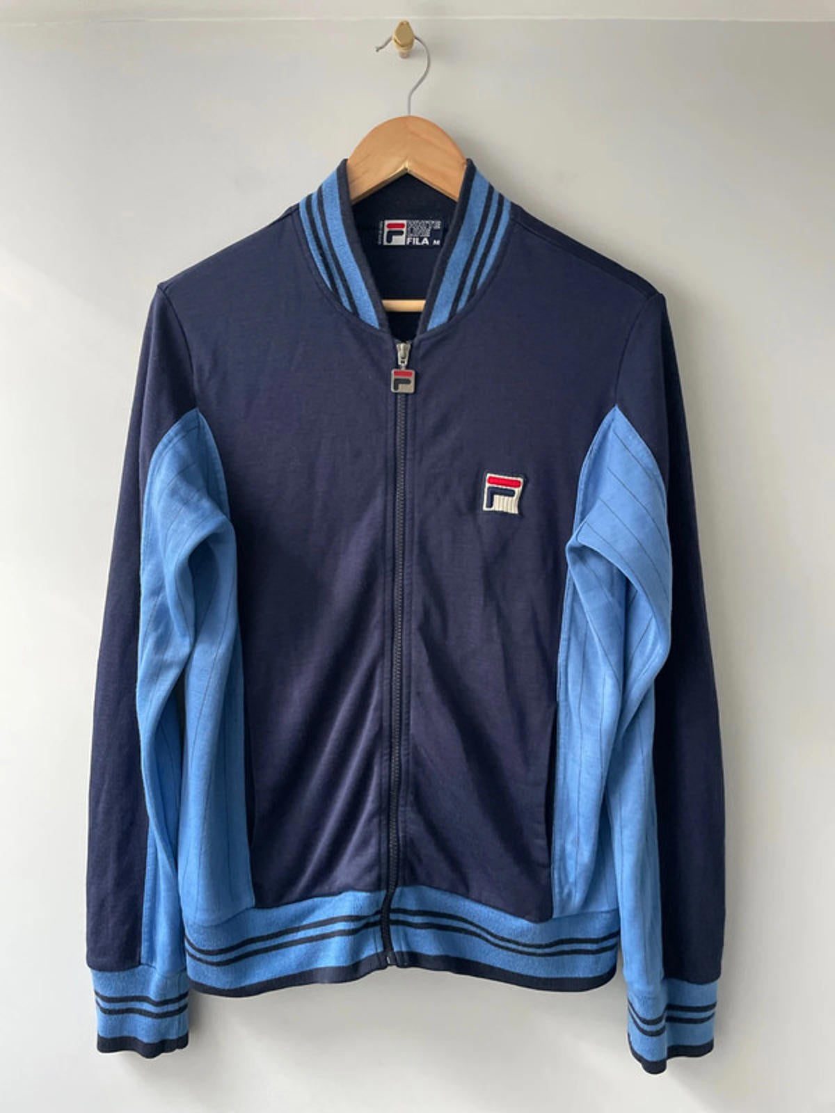 Men’s Fila White Line Settanta Vintage Bomber Track Jacket in Navy - Medium-2590