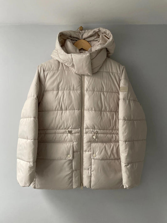 Women’s Barbour International Lisbon Padded Hooded Puffer Jacket In Cream - UK 8 - 2433
