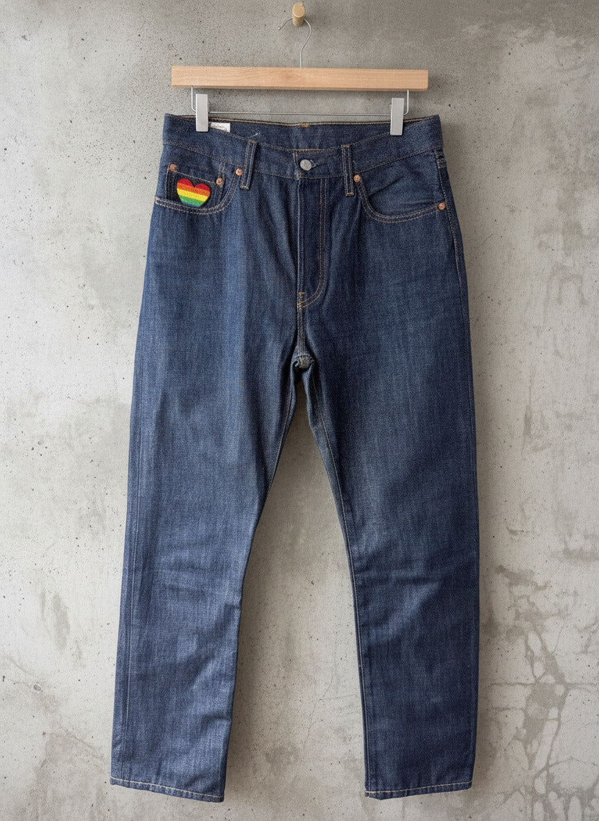 Women’s Levi's 501 Straight Leg Jeans With Rainbow Heart Patch - W29/L29