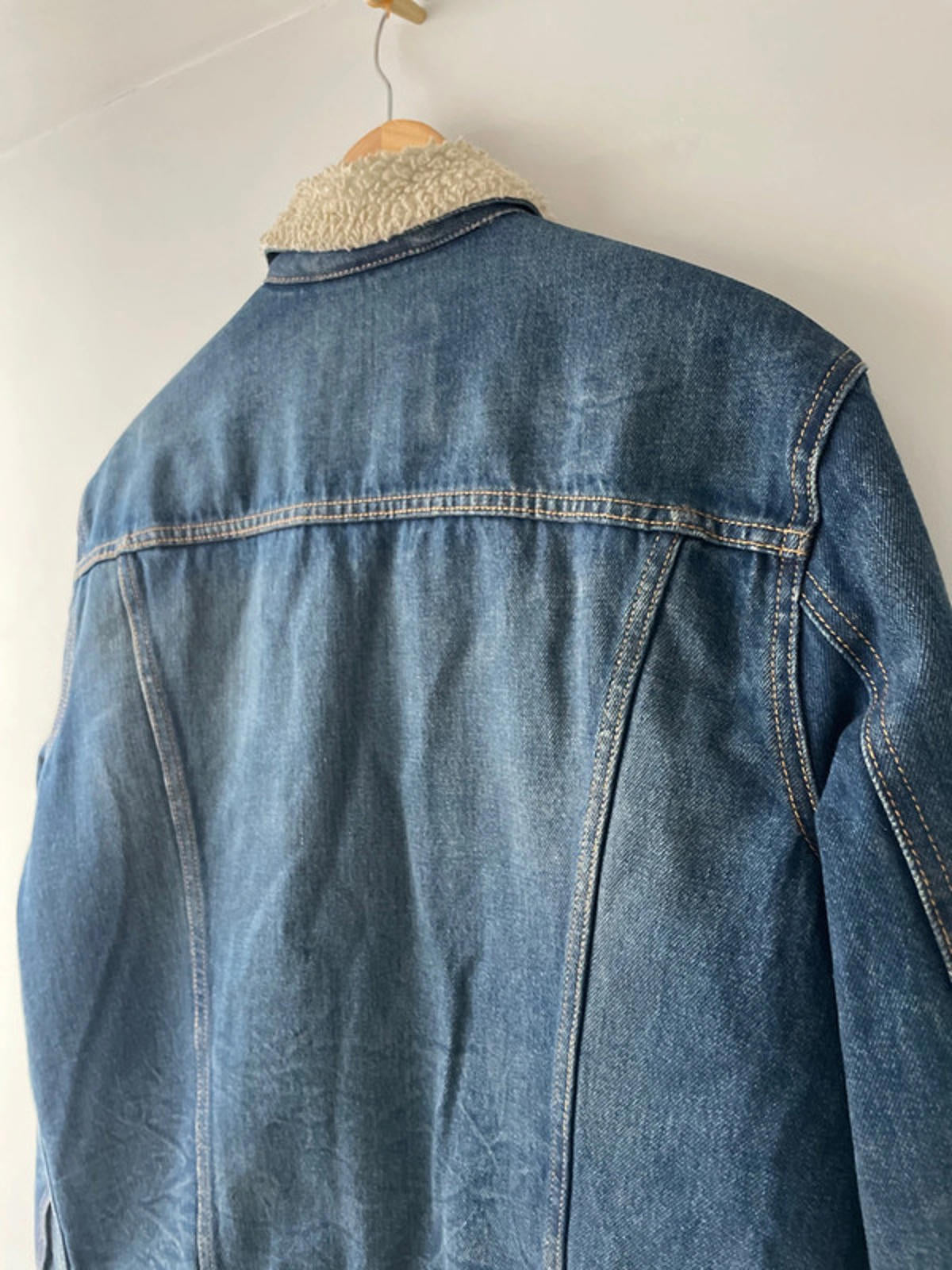 Men's Levi's Denim Trucker Jacket Coat With Borg Lining In Navy - Medium - 2341