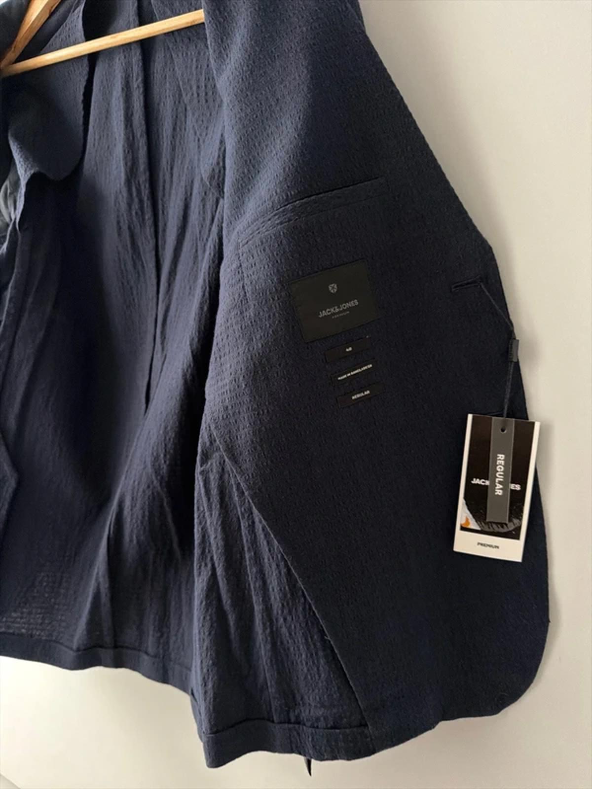 Men’s Jack & Jones Premium Linen Seersucker Blazer In Navy - Medium - 3282