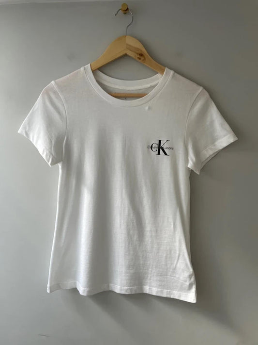 Women’s Calvin Klein Crew Neck Short Sleeve Slim Fit T-shirt in White - Small - 3040