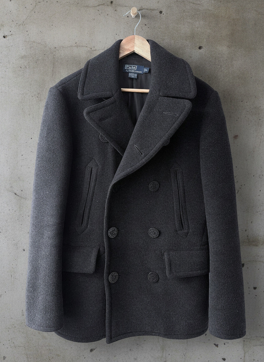 Women’s Ralph Lauren 100% Wool Pea Coat Jacket In Dark Grey - Small - 3760