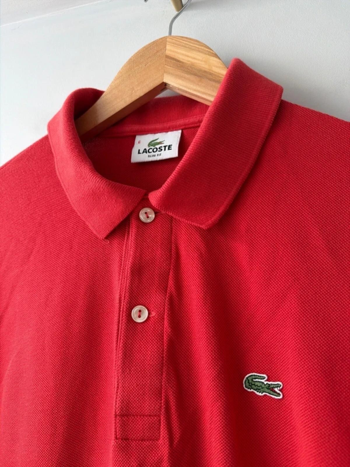 Men’s Lacoste long sleeve slim fit polo in red - medium - 3427