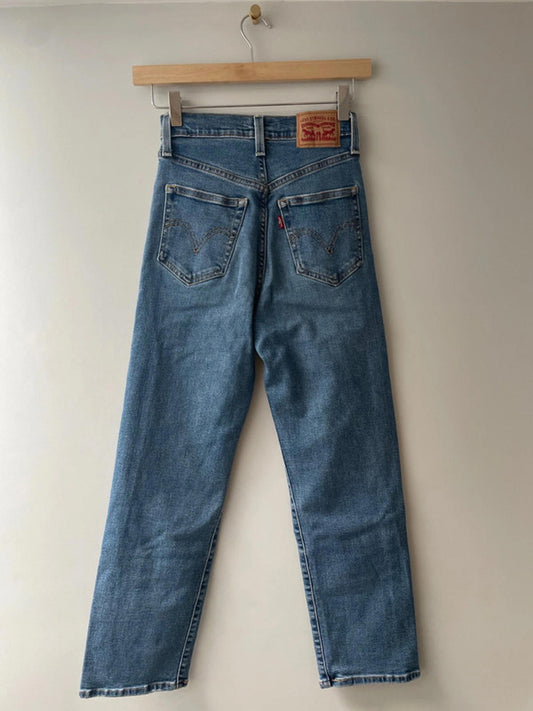 Women’s Levi’s High Waisted Ribcage Straight Fit Jeans In Navy - W23/L27 - 2811