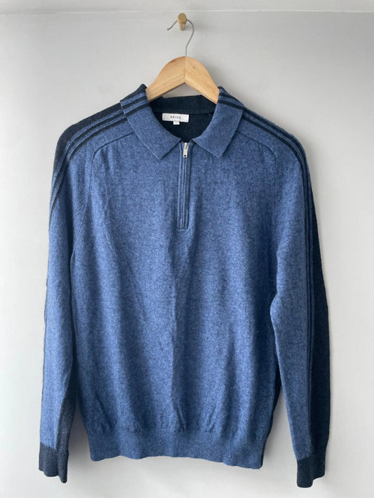 Men’s Reiss Premium Wool Knitted Long Sleeve Polo Top - Small - 1578