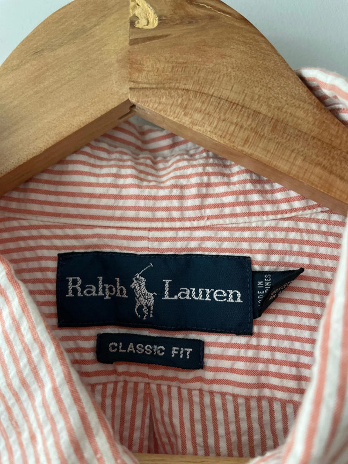 Men’s Ralph Lauren Striped Seersucker Classic Fit Shirt In Pink - XLarge -2755