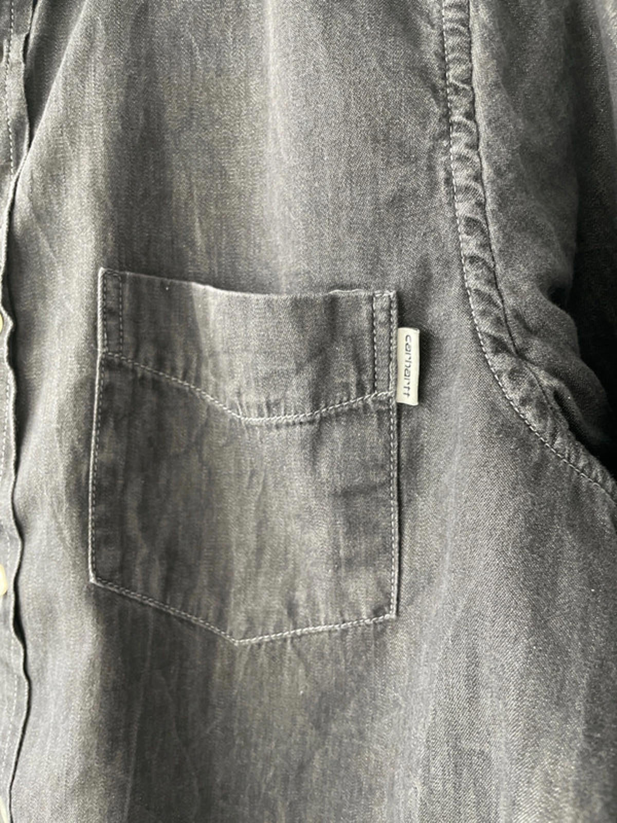 Men’s Carhartt Slim Fit Chambray Cut And Sew Shirt In Grey - Medium - 0957