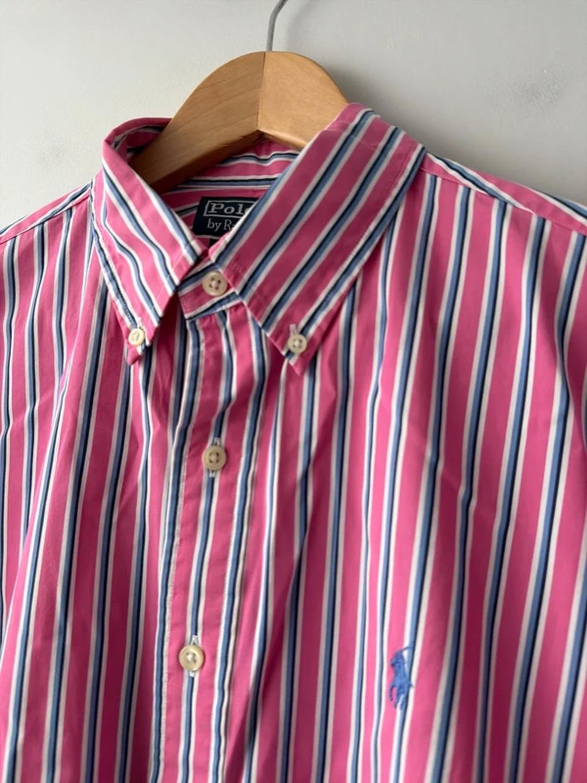 Men’s Ralph Lauren Custom Fit Stripped Oxford Shirt In Pink - Large - 3192