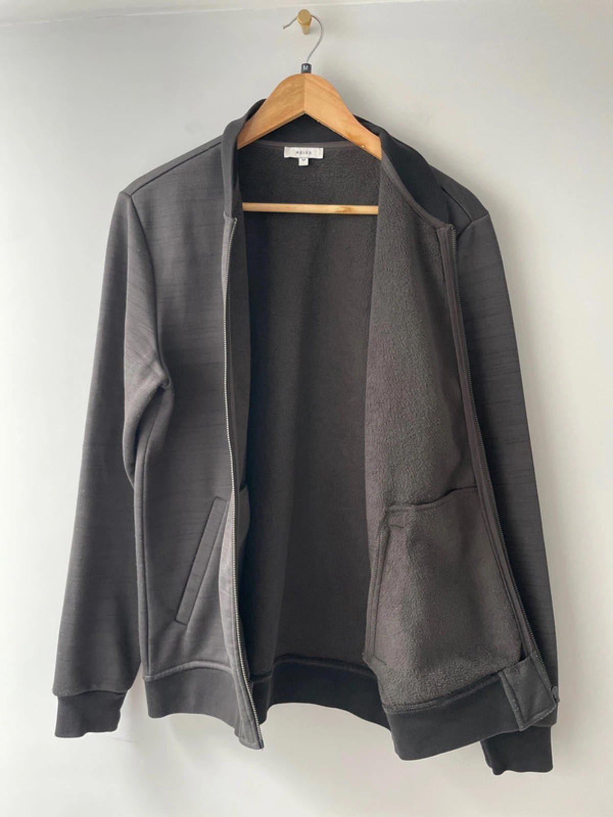 Men’s Reiss Zip Through Bomber Jacket In Black - Medium - 1938