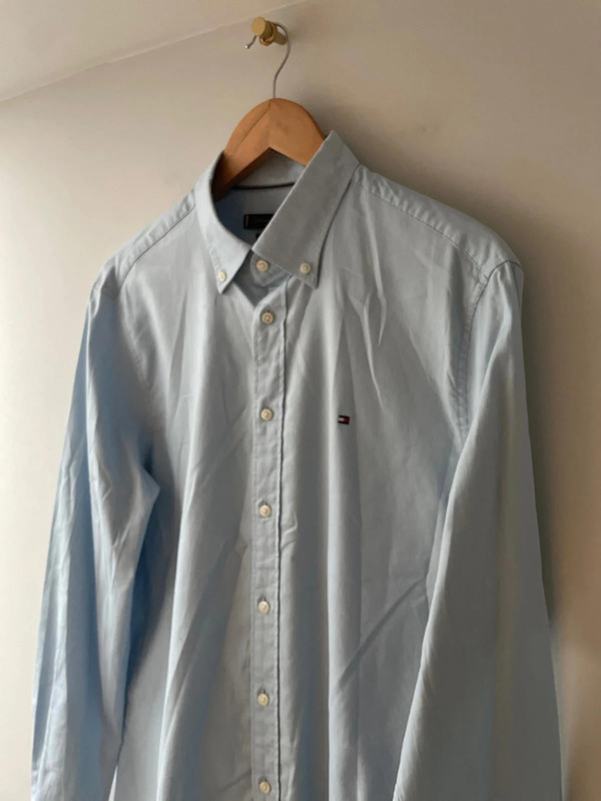 Men’s Tommy Hilfiger THFlex Regular Fit Long Sleeve Shirt In Blue - Medium -2757