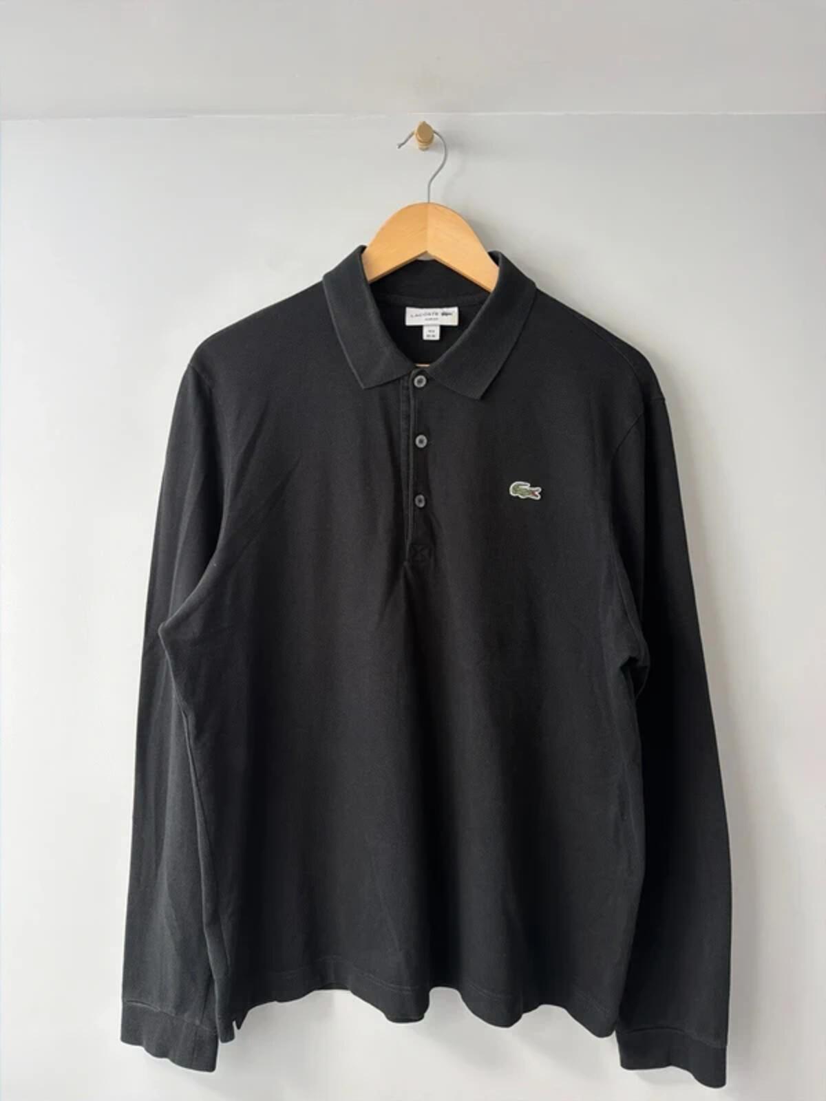 Men’s Lacoste long sleeve slim fit polo top in black - xlarge - 3460