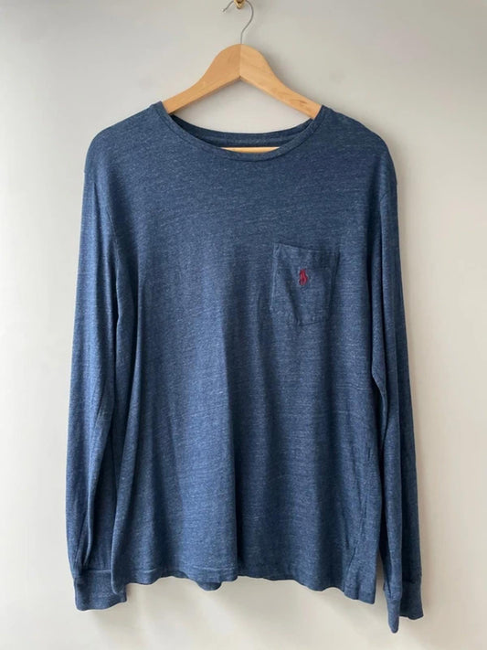 Men’s Ralph Lauren Long Sleeve Crew Neck T-shirt in Blue - Medium - 2881