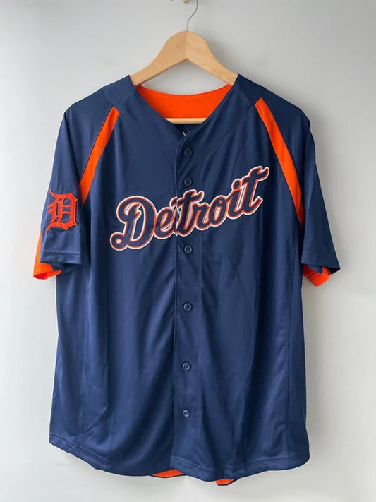 Men’s Detroit Tigers Majestic Baseball Jersey in Blue/Orange - Medium - 2915
