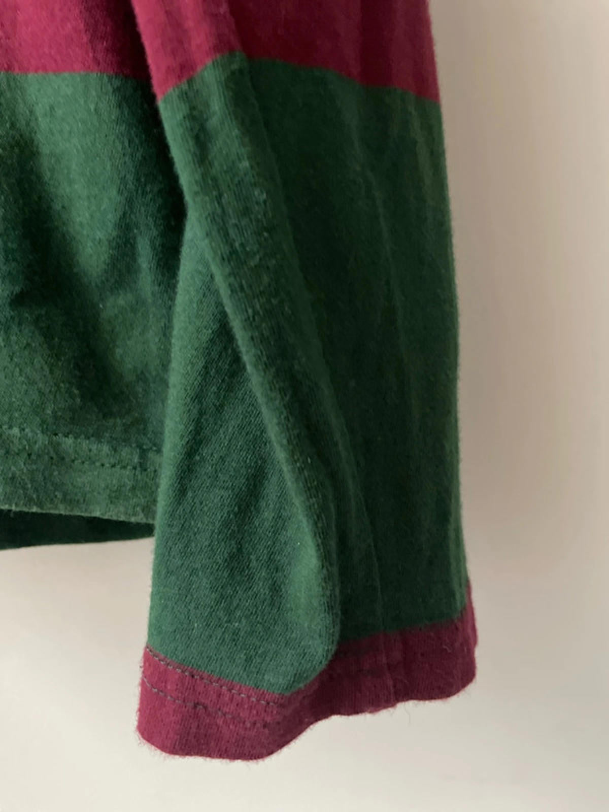 Men’s Ralph Lauren Stripped Hooded Rugby Shirt Top In Burgundy/Green - Medium - 2532