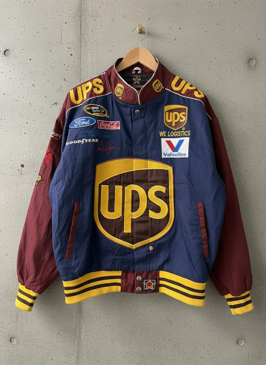 Mens Vintage UPS Nascar Racing Jacket With Multiple Brand Logos - XLarge - 3481