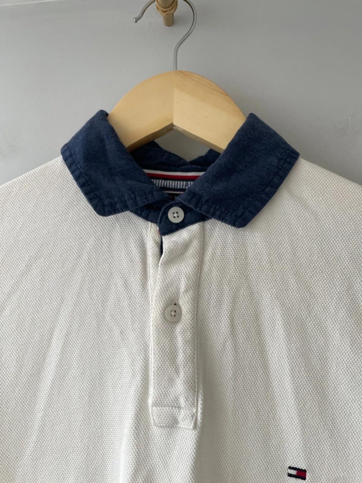 Men’s Tommy Hilfiger Slim Fit Polo Top in White And Navy - Small - 3019