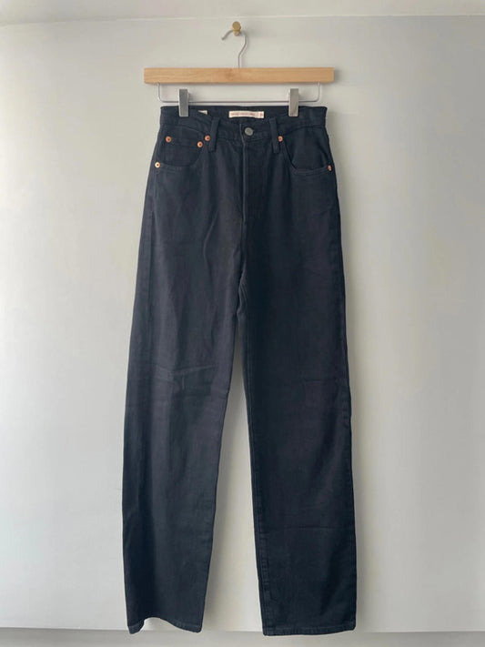 Women’s Levi’s Ribcage Straight Ankle High Waisted Fit Jeans In Black - W25/L31 -1844