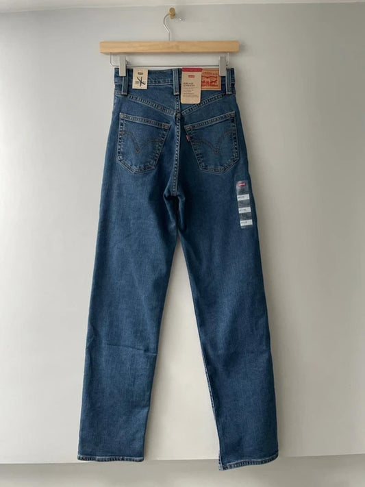 Women’s Levi’s High Waisted Ribcage Straight Fit Jeans In Navy - W24/L32 - 2922