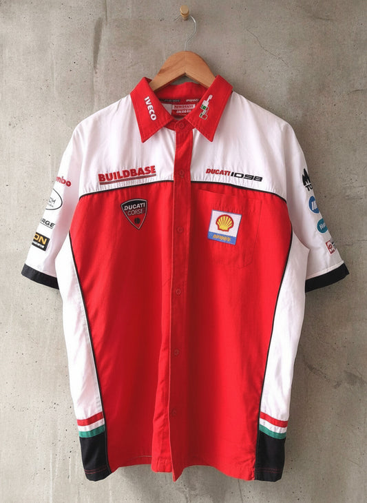 Mens Ducati Corse Red and White Racing Team Shirt - XLarge - 3523