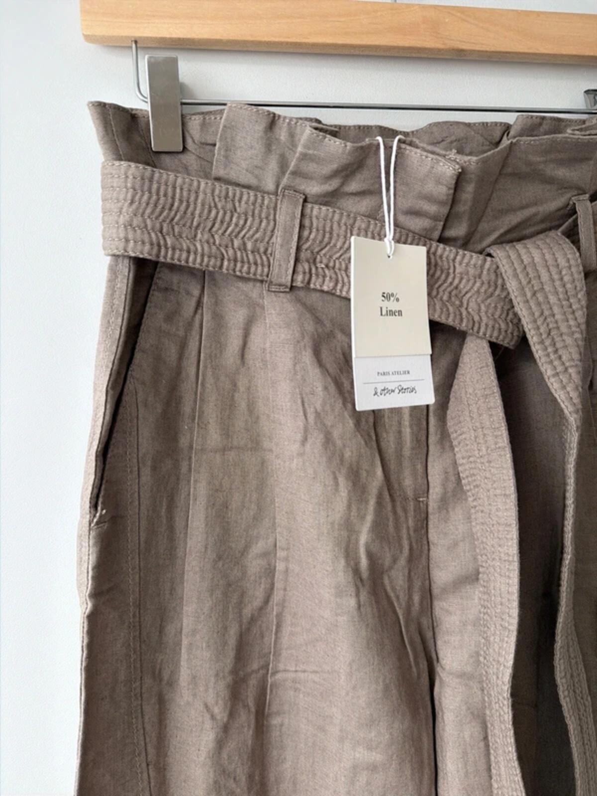 Women’s & Other Stories linen tie front paperbag style trousers - Uk4 - 3369