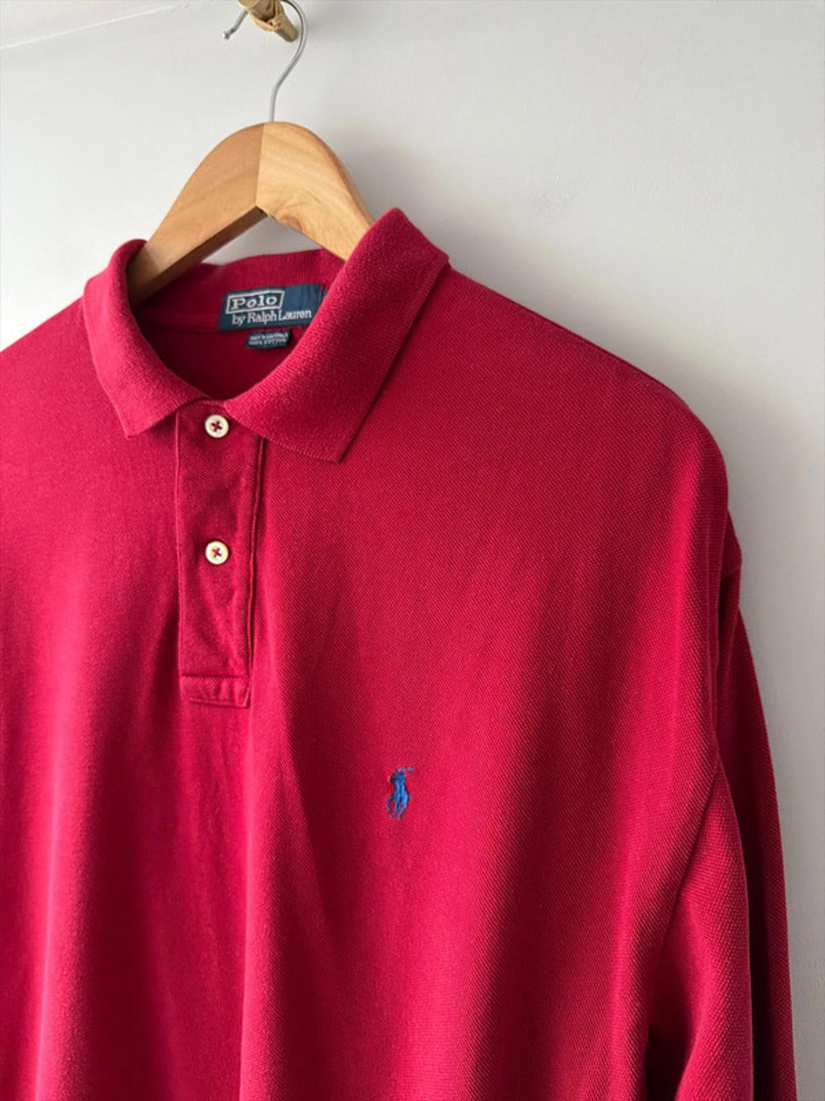 Men’s Ralph Lauren Premium Long Sleeve Polo Top In Burgundy - Large - 2681