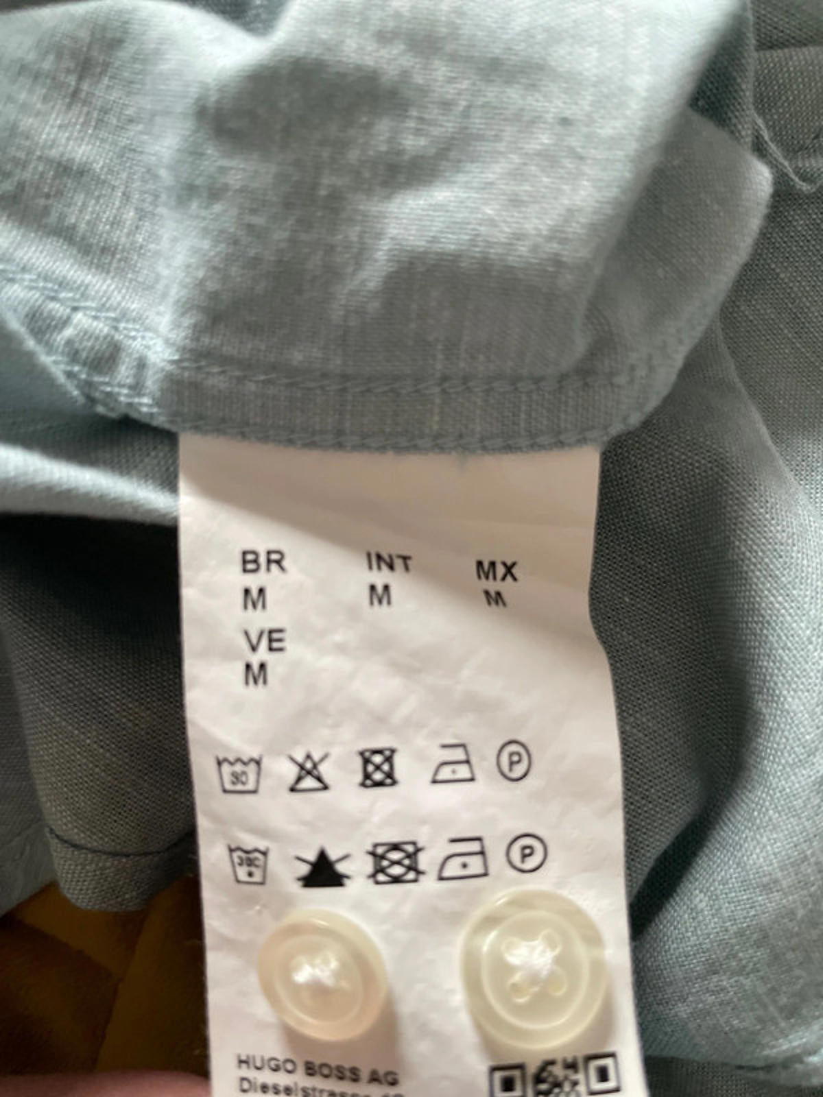 Men’s Hugo Boss Linen Long Sleeve Slim Fit Shirt in Light Blue - Medium - 2290