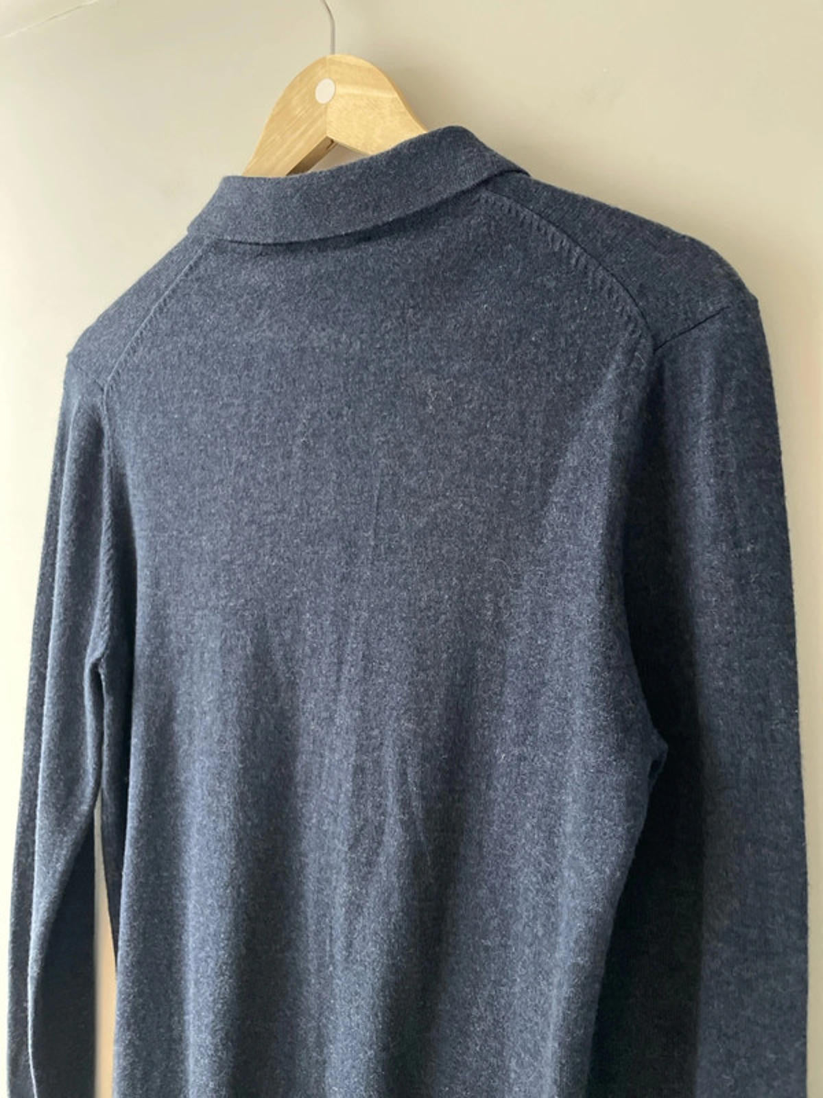 Men’s Reiss Premium Wool Long Sleeve Knitted Polo Top In Navy - Small - 2536