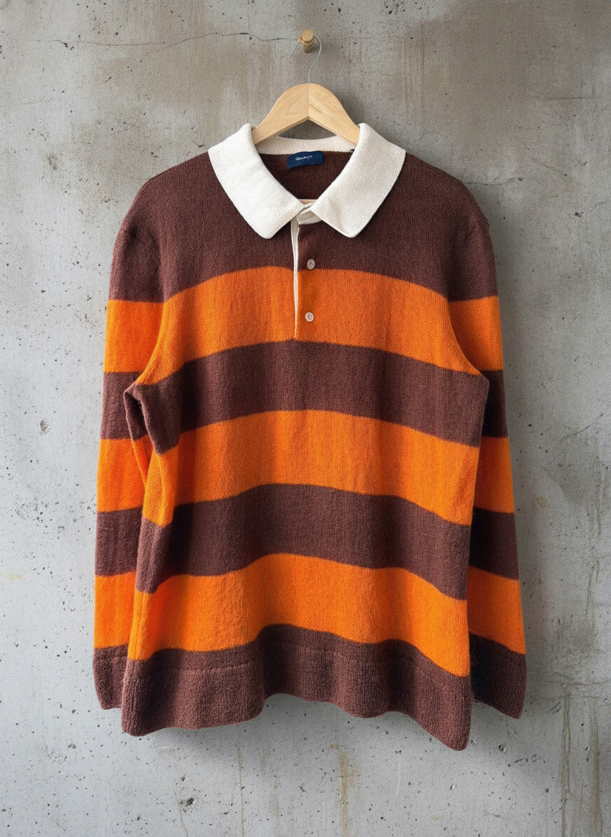 Men’s GANT Mohair & Wool Blend Striped Knitted Polo Sweater Top - XXLarge - 3717