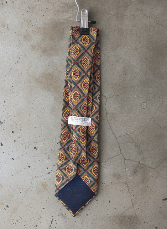 Unisex Baumler Vintage Made In Italy 100% Silk Tie With Geometric Pattern - 3844